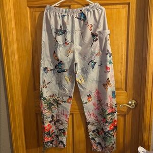 Floral Butterfly Print Pants